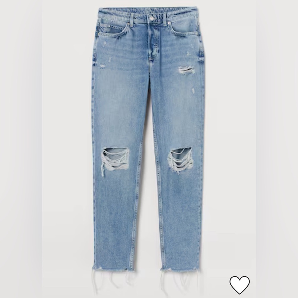 & DENIM BOYFRIEND LOW WAIST BLUE FLY DESTROYED JEANS SIZE 4 - Picture 5 of 7